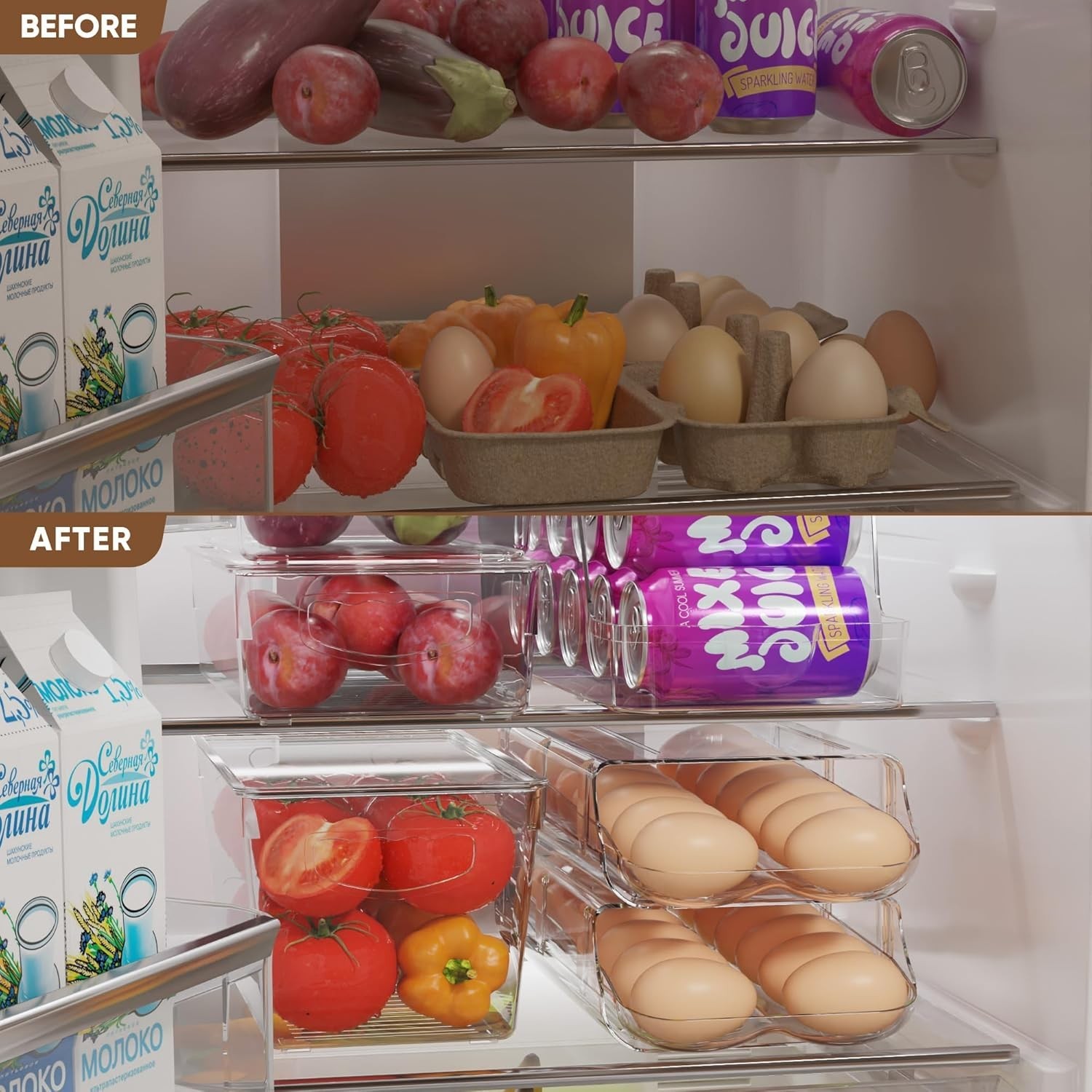 Egg Holder for Fridge, Automatic Rolling Egg Container for Refrigerator, Clea…