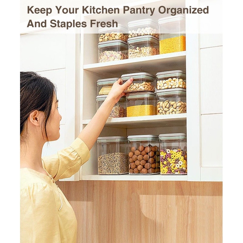 Airtight Pop Top Food Storage Container BPA Free Stackable Kitchen Organization