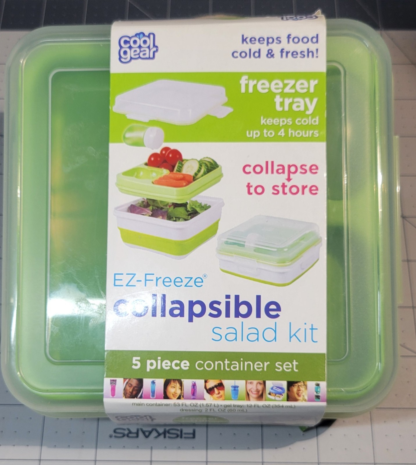 Cool Gear EZ Freeze Collapsible Salad Kit w/Freezer Tray and Dressing Container