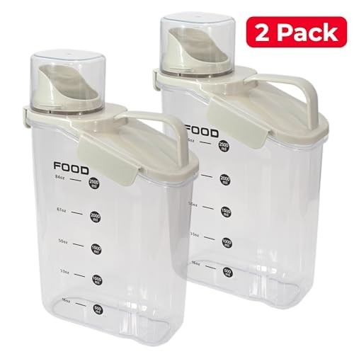 Two Pack Food & Cereal Storage Container – 2.6L Airtight Plastic Kitchen Organiz