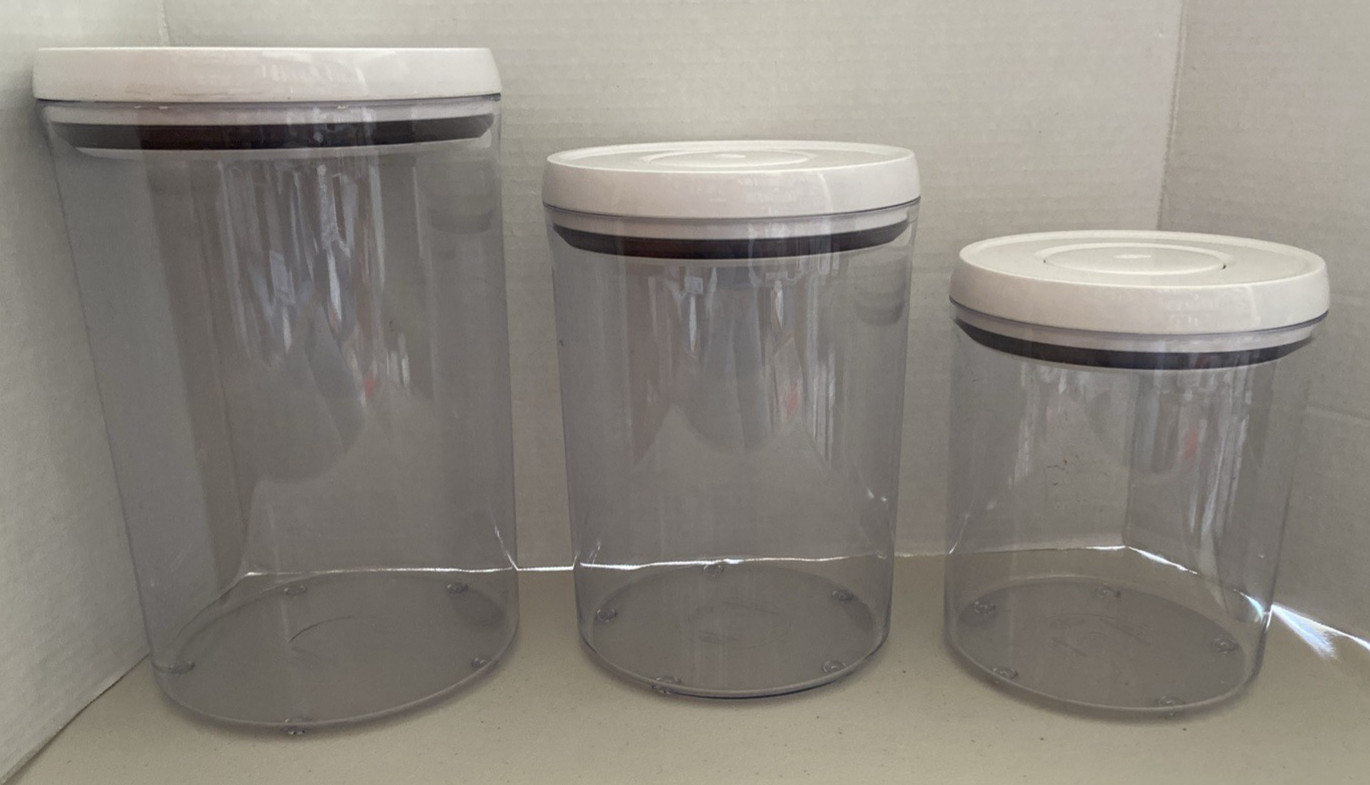Set of 3 OXO Softworks POP Round Canisters *used*