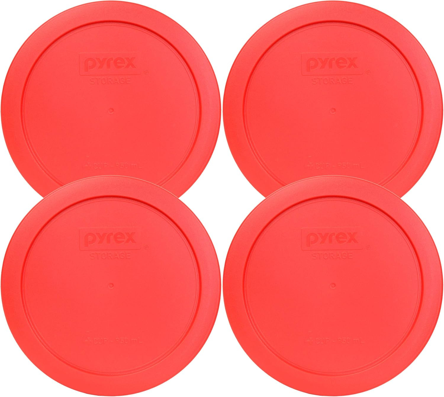Pyrex 7201-PC 4-Cup Red Food Storage Replacement Lid (4-Pack) – Made in USA