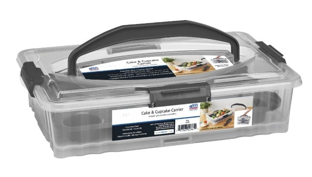 (2 pack) Rectangular Design,Clear Plastic with Dark Gray Handle