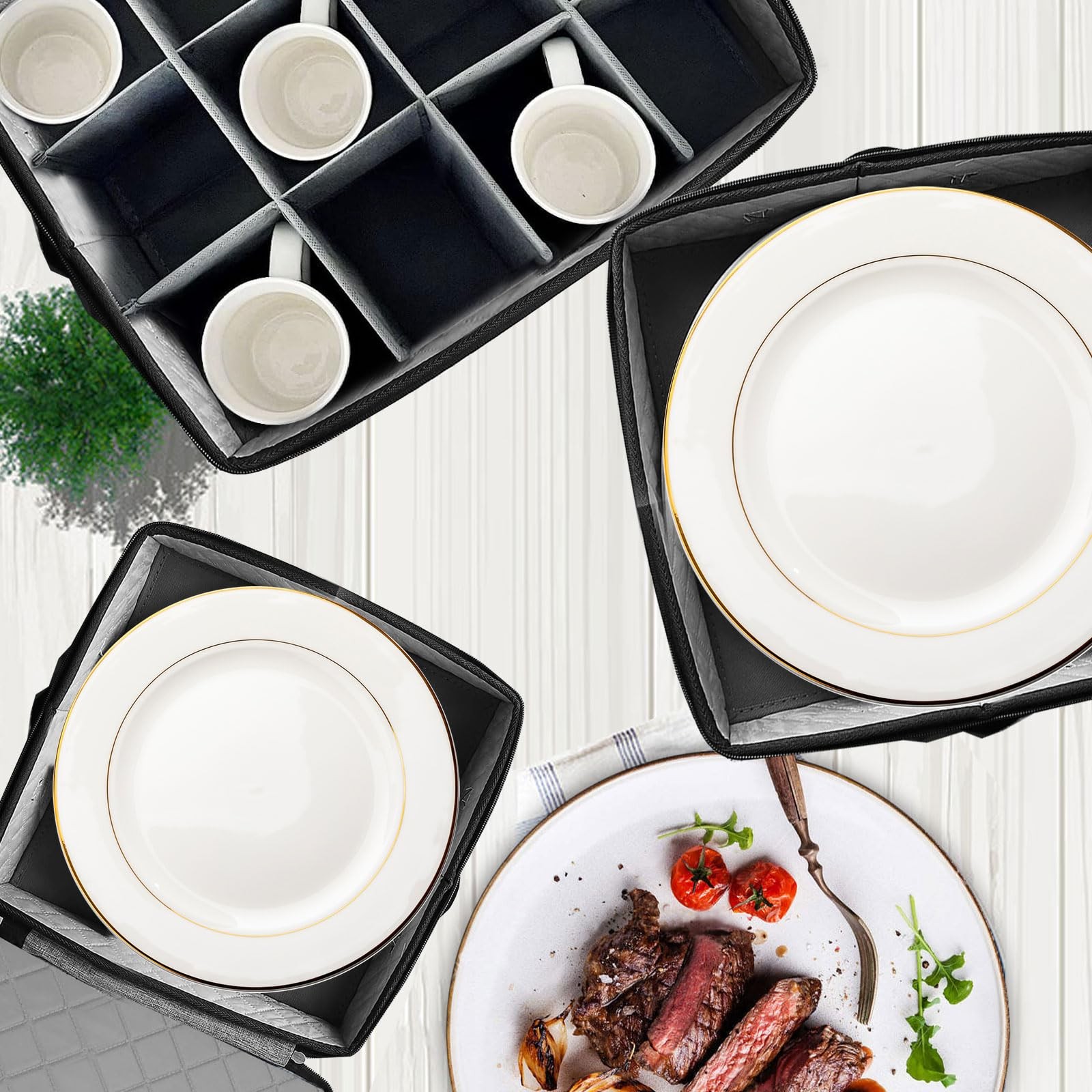 ouruer 5 PACK China Storage Containers-Quilted Mug Storage and Moving Boxes f…