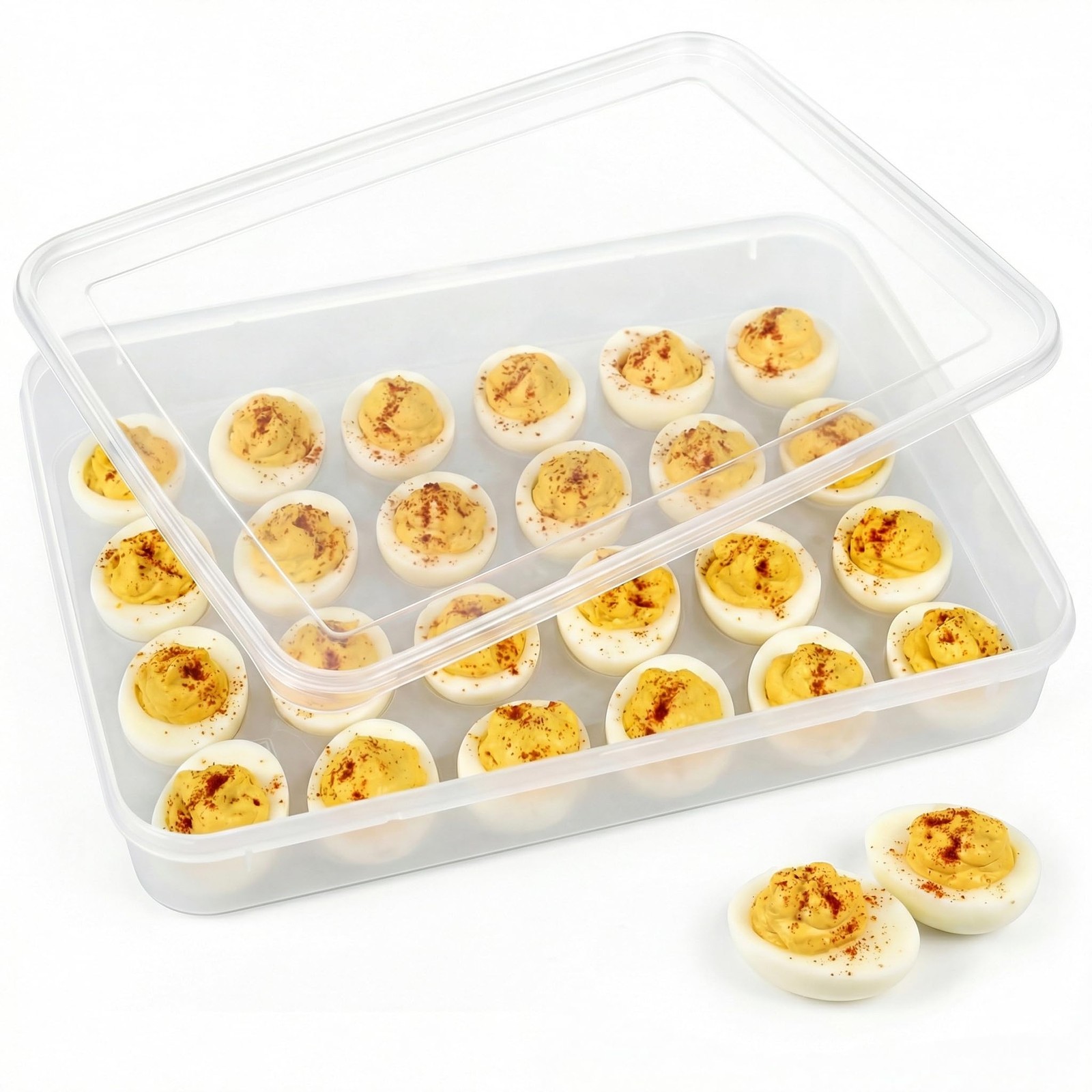 Deviled Egg Containers with Lid, Deviled Egg Tray Holder Carrier for 24 Eggs