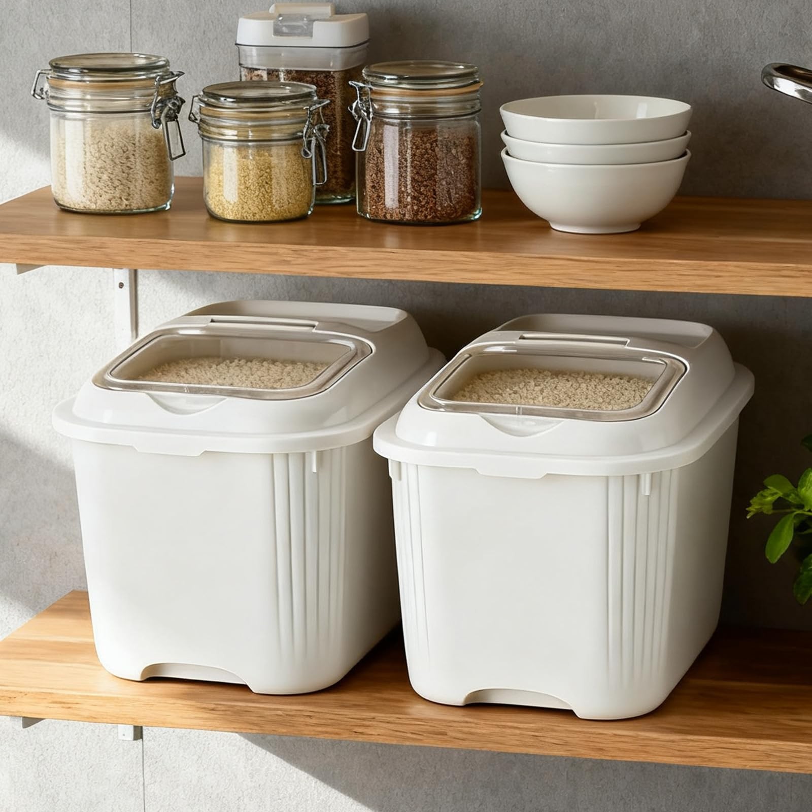 4 Pack Sugar Storage Containers Flour Bin with Wheels Large Pet Dog Food Stor…