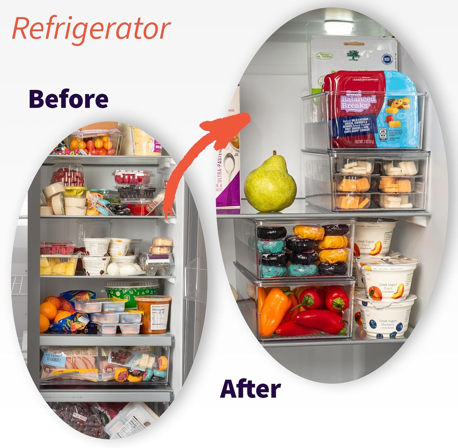 Storage Box Set, Refrigerator Storage Boxes, Cabinet Organizers, 2-Piece Set