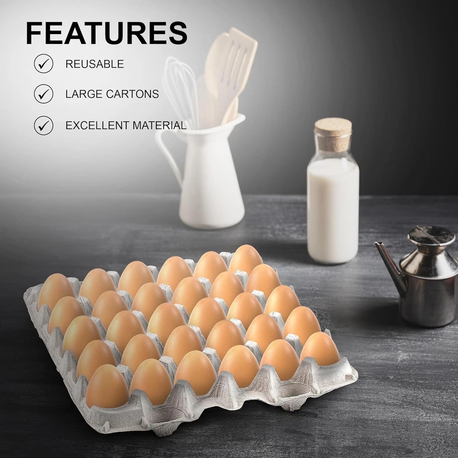 Biodegradable Pulp Fiber Egg Flats – 15 Count`