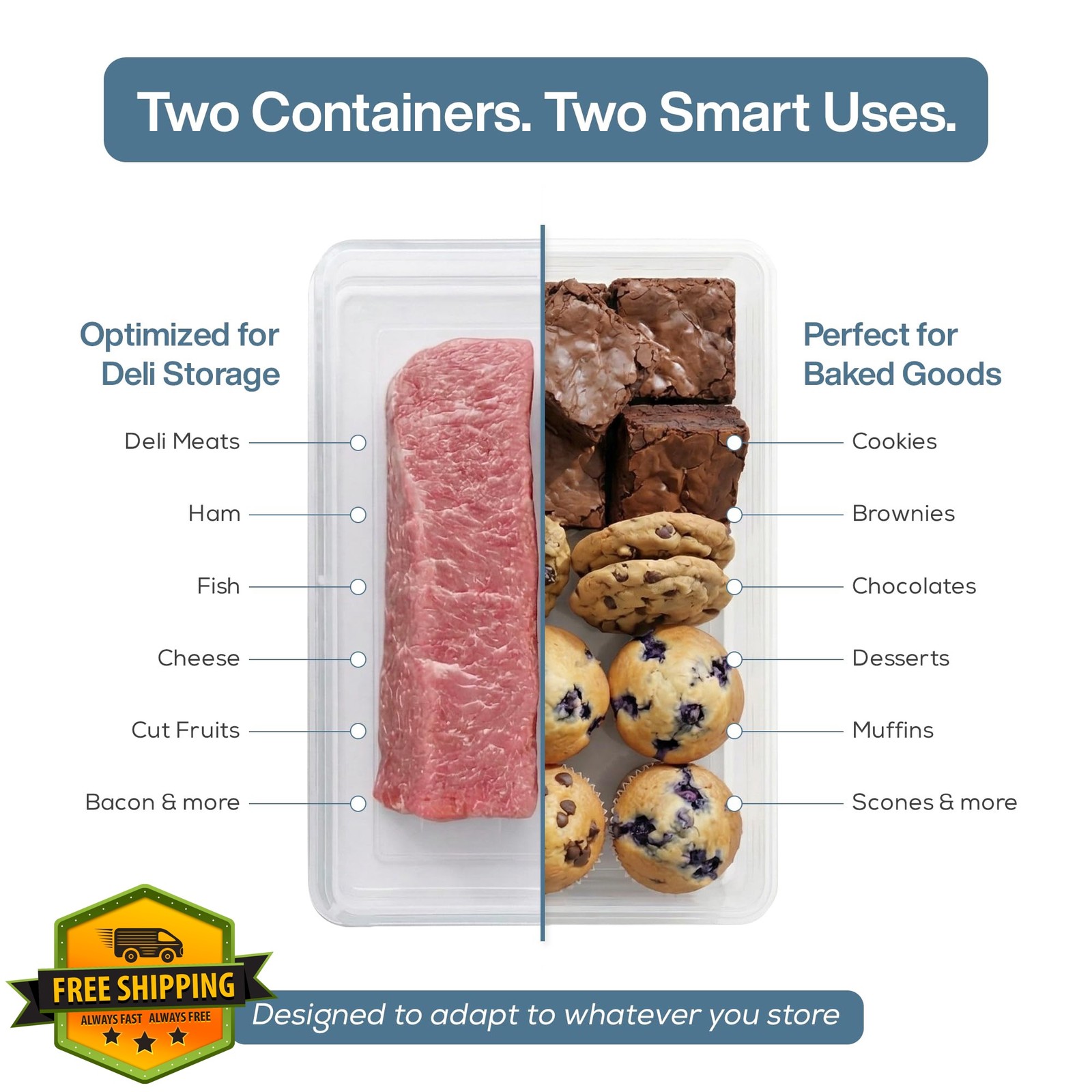 SIGNORA WARE 2pk Black Deli Meat Containers Airtight Fridge