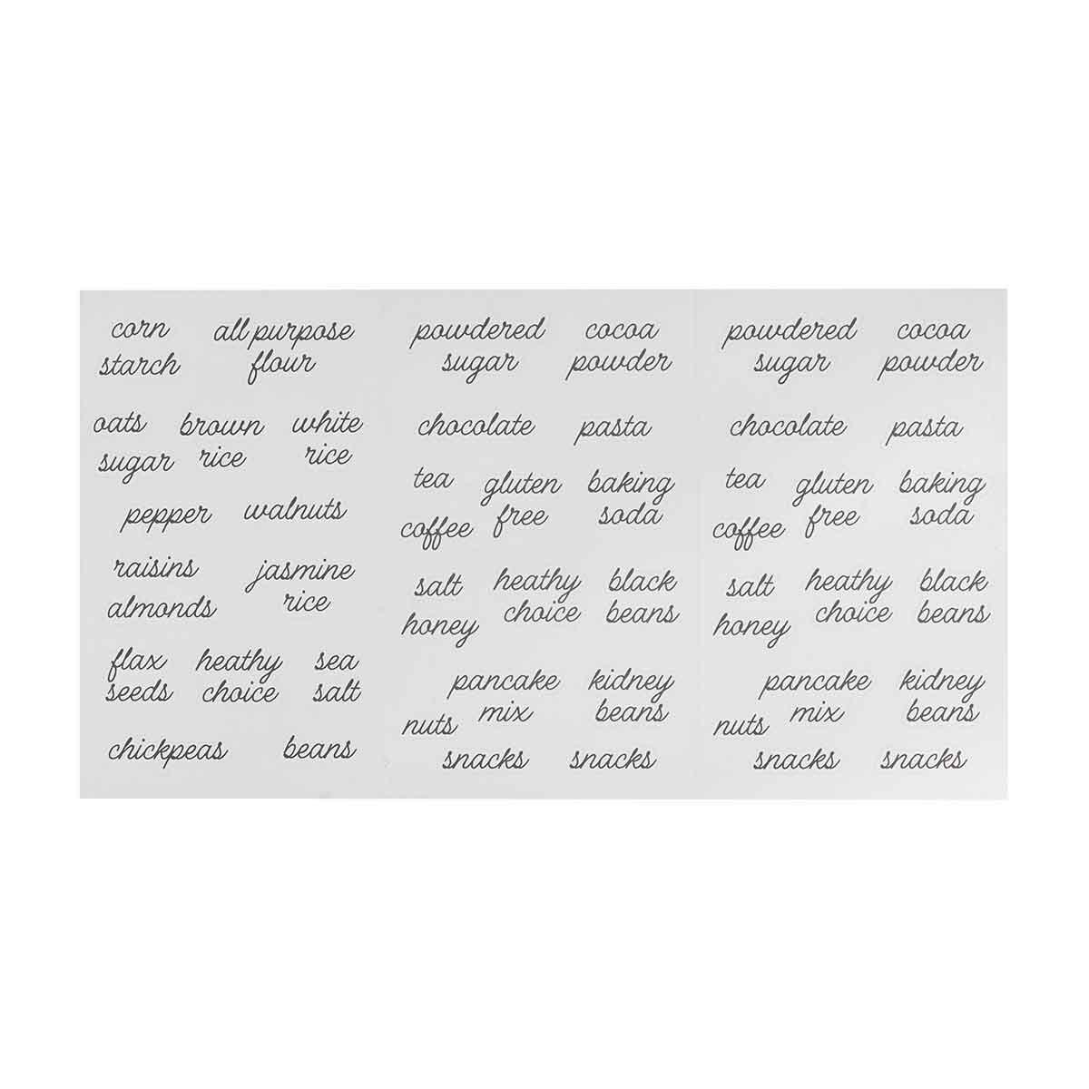 NEW Kitchen Pantry Labels Food Storage Containers clear stickers black letters