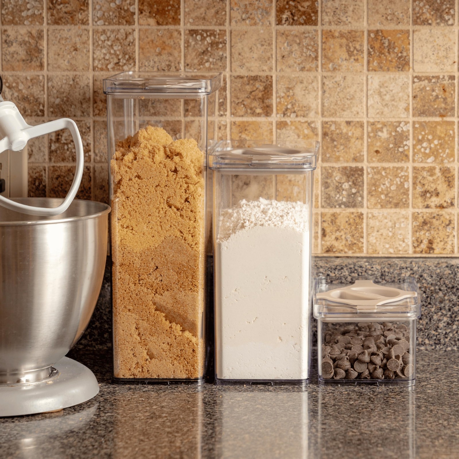 Leakproof Food Storage Container Set with Twist-Lock Lids, 3-Pack BPA-Free St…