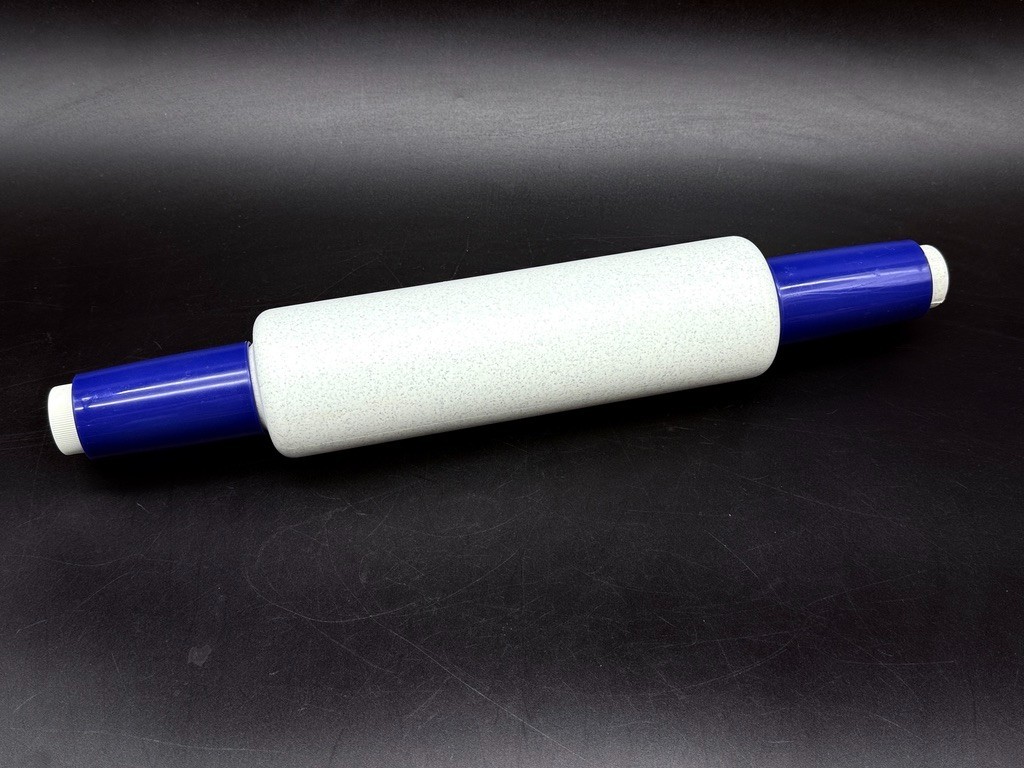 Vintage Speckled White Blue 16″ Fillable TUPPERWARE Rolling Pin 9″ Body with Cap