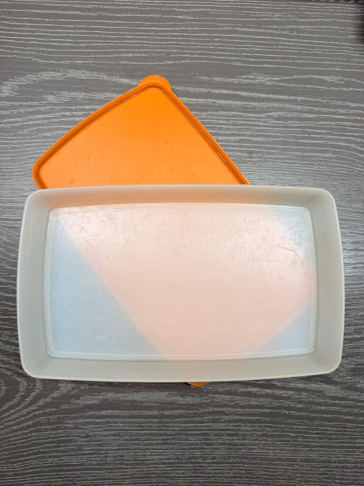 Tupperware Container #5552A-7 #714-5 Rectangular Orange Lid 600ml