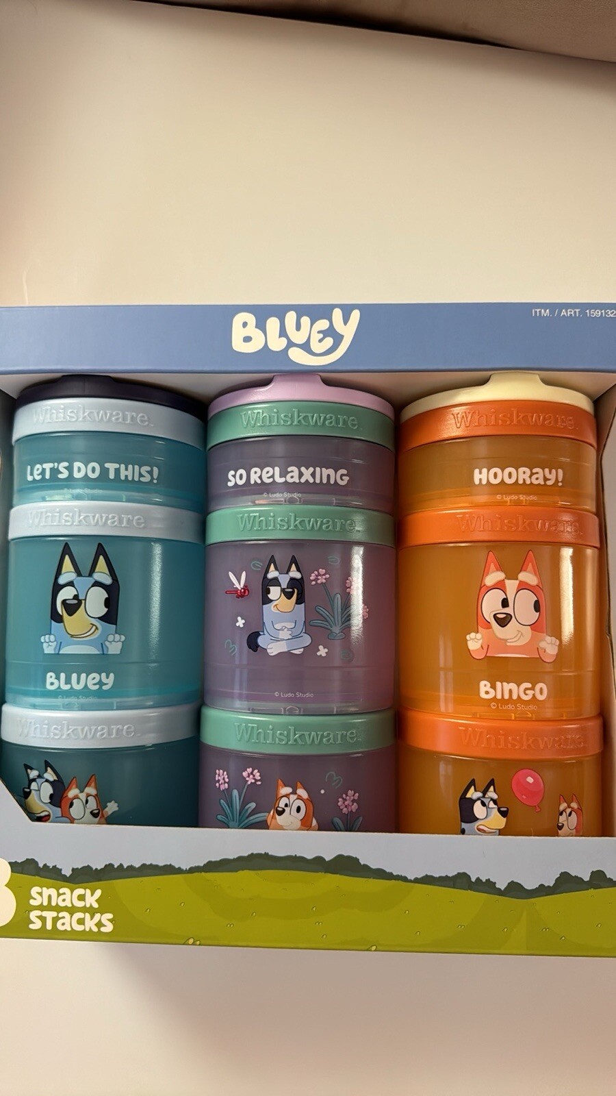 WHISKWARE-NIB. BLUEY Snack Stacks. 3Pk. BPA & Phthalate-free. Dishwasher Safe.