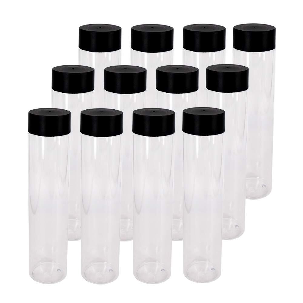 12 Pack 16 Oz 500 Ml Clear Pet Plastic Juice Bottles With Black Lids Plastic S