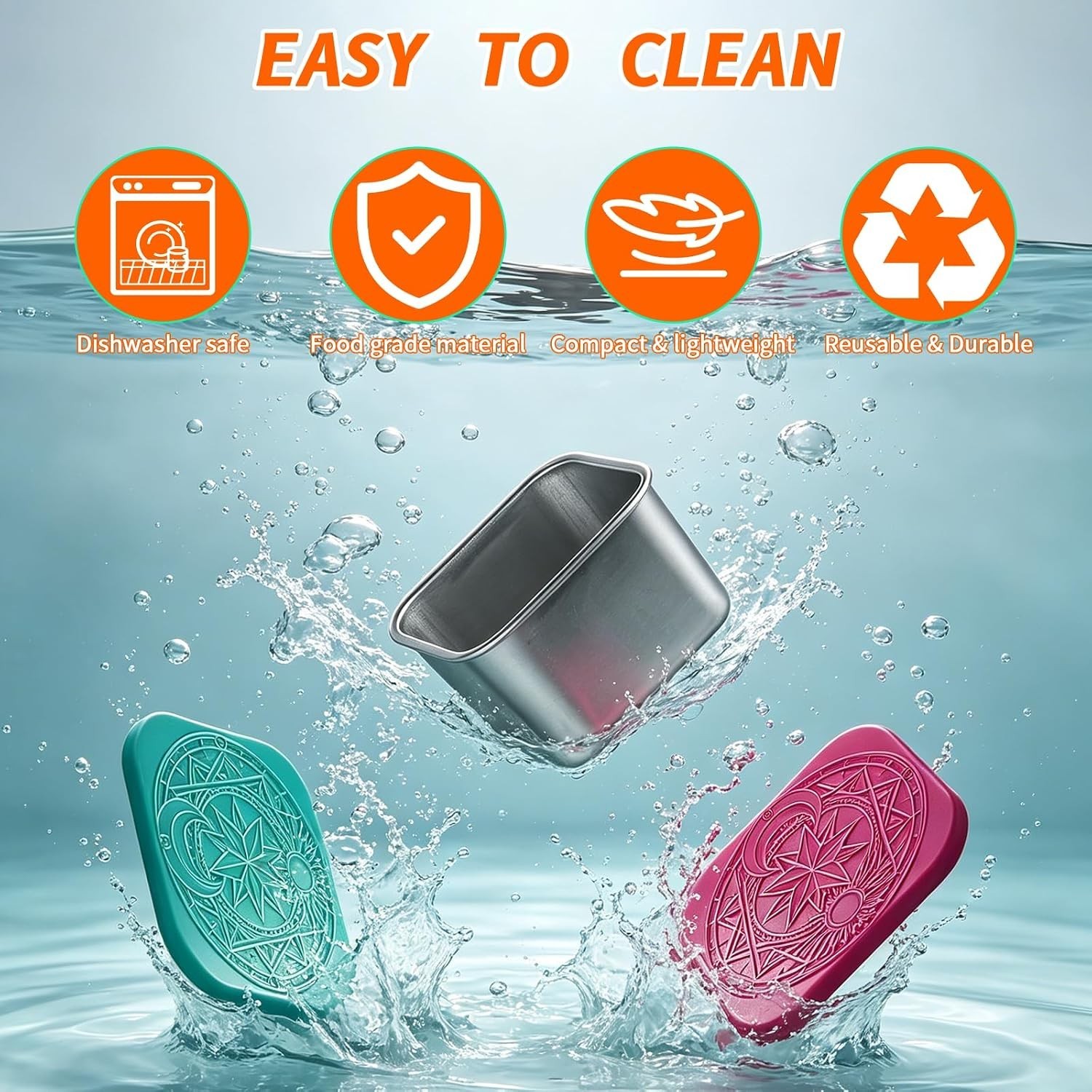 6Pack 6oz Stainless Steel Snack Containers with Lids, Leakproof Easy Open Sma…