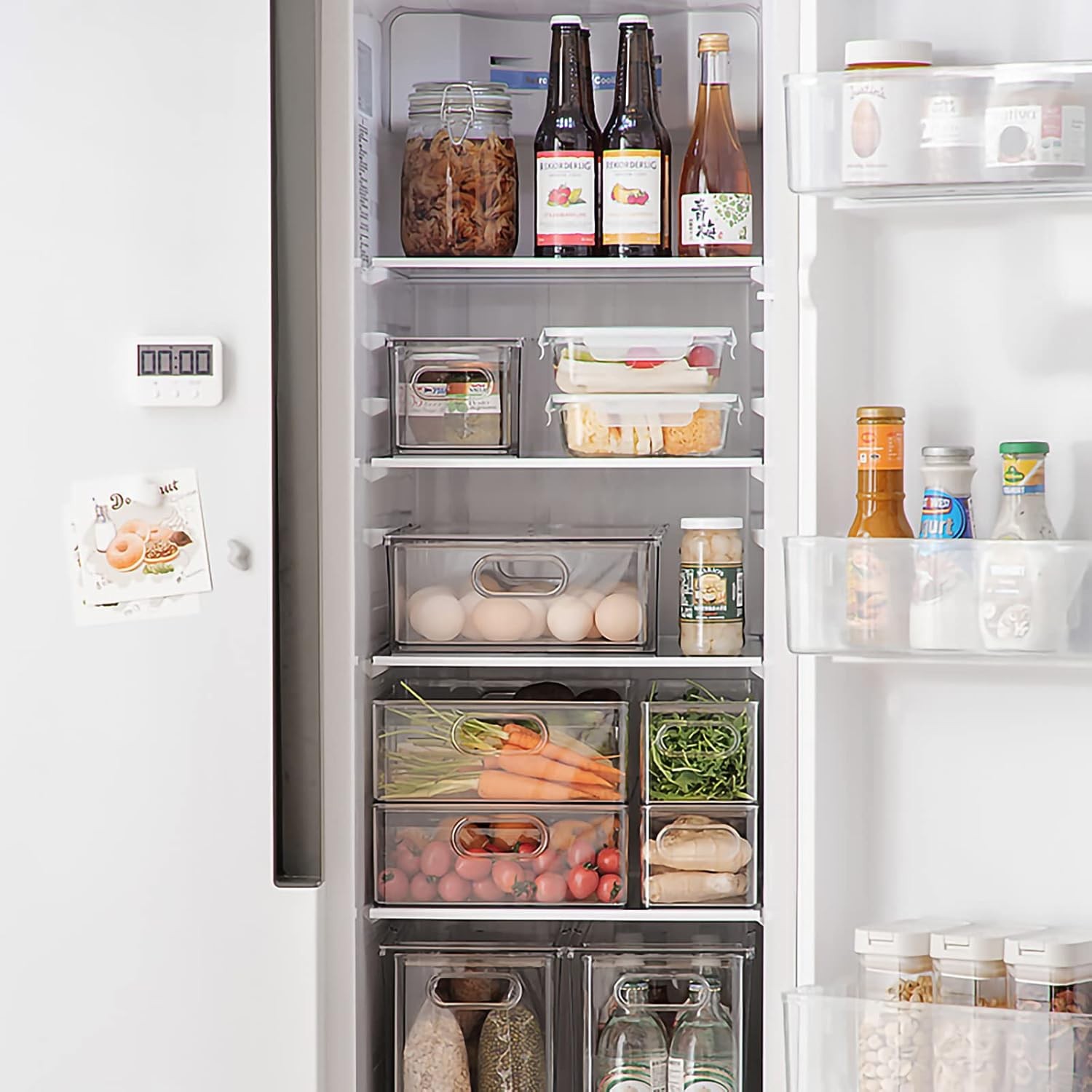 4 pack Stackable Refrigerator Organizer Bins Pull-Out Drawers for Fruit