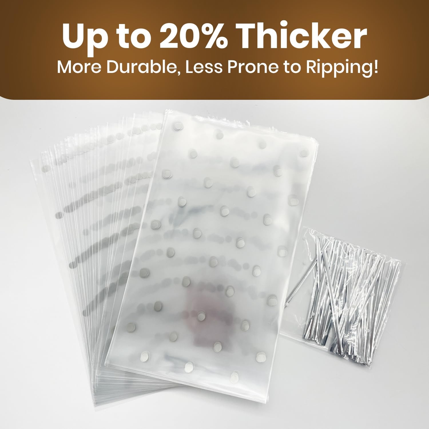 Silver Dots Cello Bags 5×7 Inch – Twist Tie Silver – Decorative Resealable Tr…