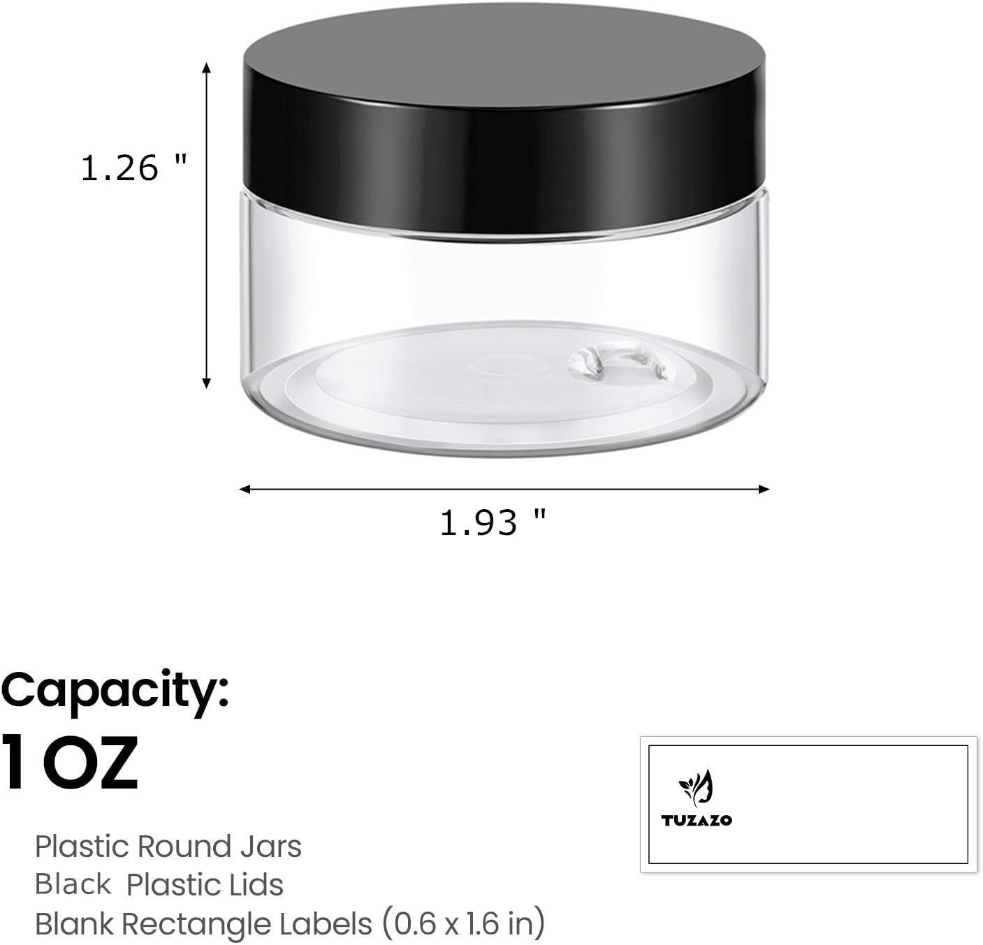36 Pack 1 Oz Plastic Container Jars with Lids BPA Free, Empty round Clear Cosmet