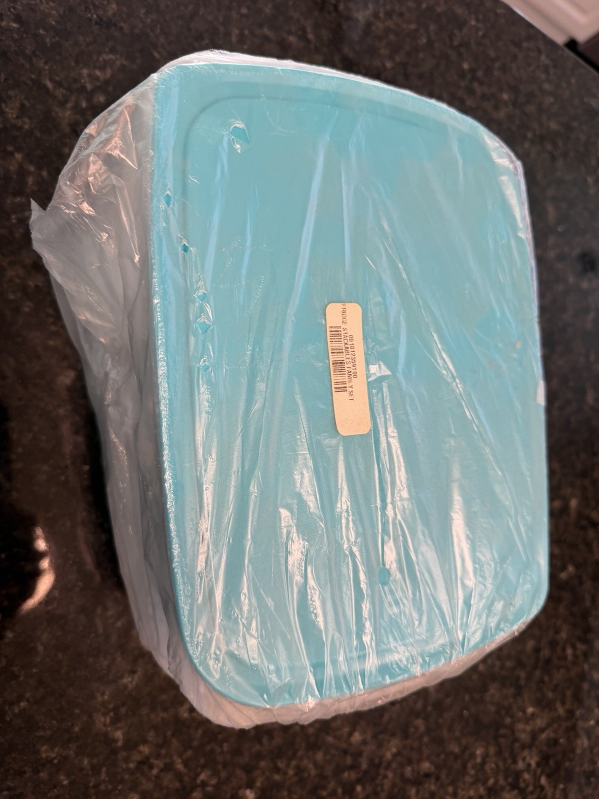 Tupperware Rectangle 4pc Food Deli Storage Set, Blue Snap Lids, Stackable