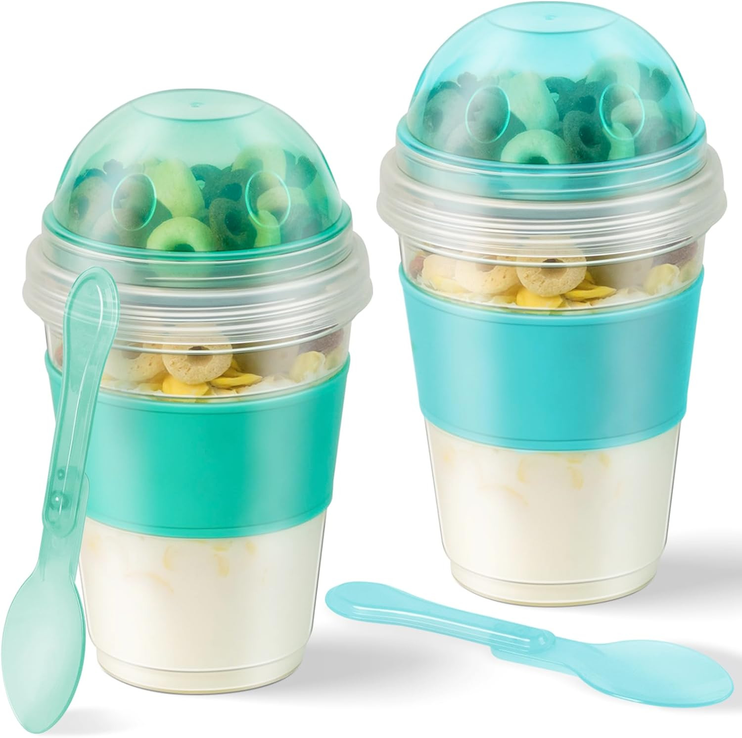 Yogurt Parfait Cups with Lids, 2 Pack 20 oz Reusable Overnight Oats Containers w