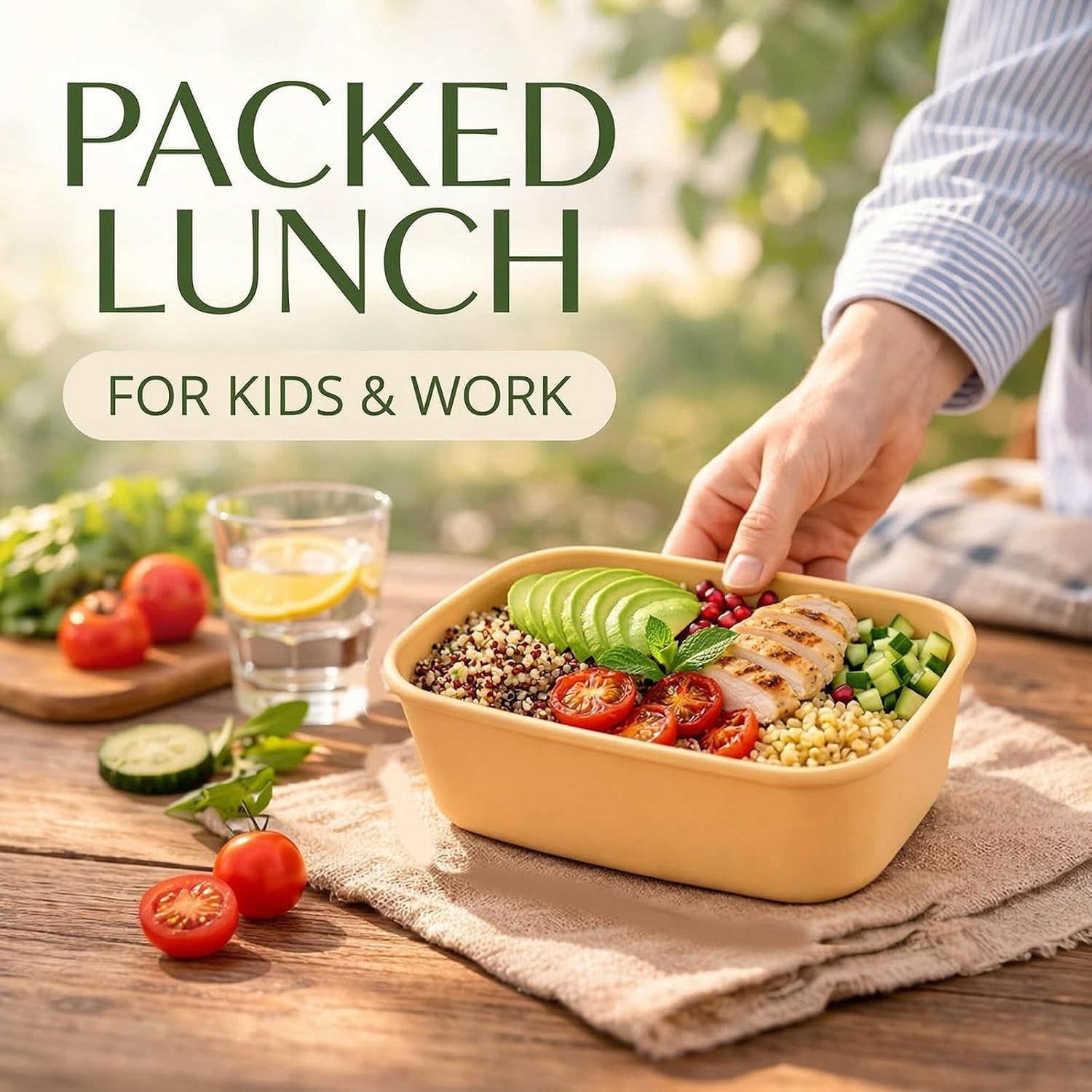 50 Pack 25 OZ Disposable Meal Prep Containers W/ Lids & Forks Large Kraft Paper