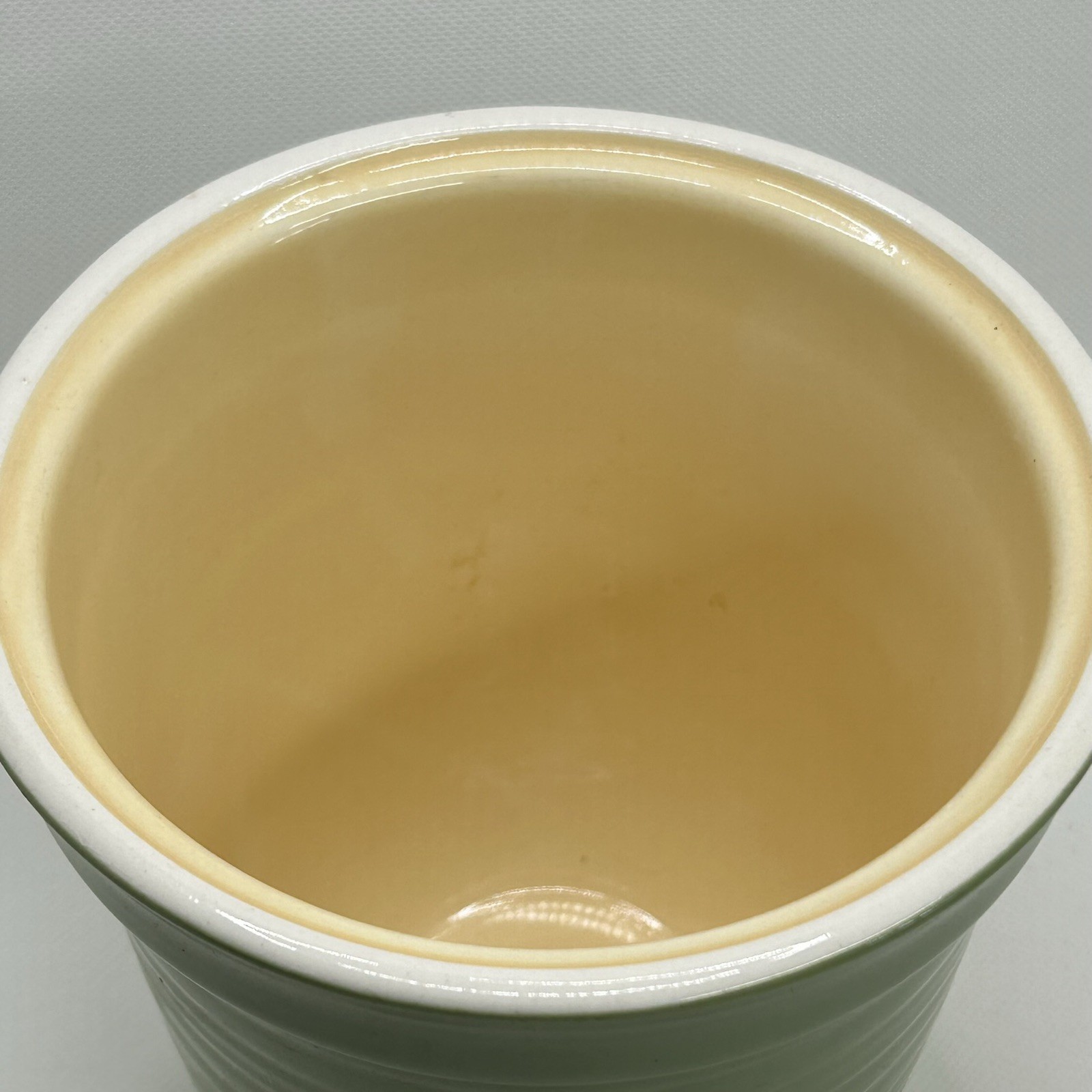 Fresh Territory Ceramic Food Bin Container Crock Sage Green 6.75” Tall Used