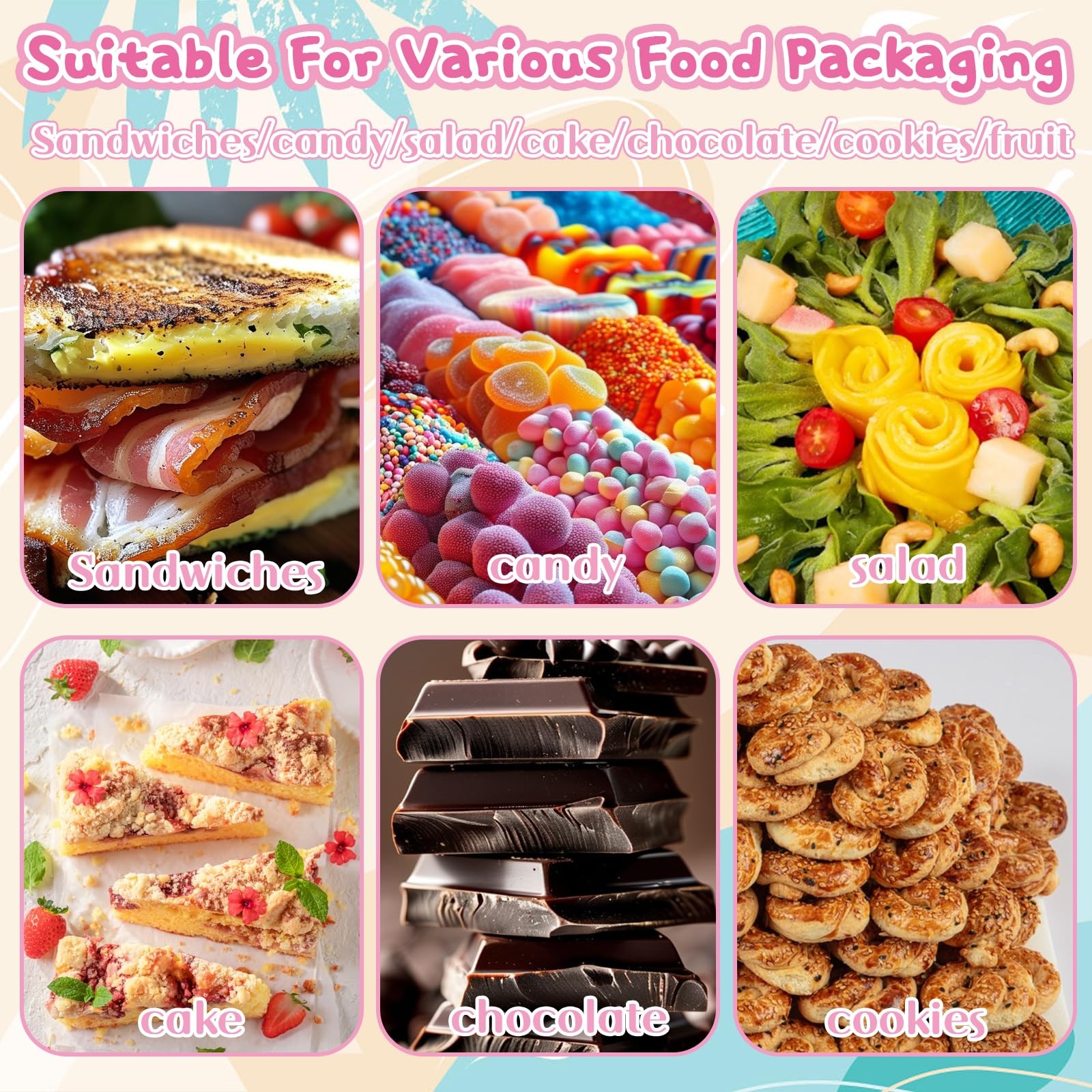 Haawooky 100 Pcs Clear Plastic Square Hinged Food Container,Disposable Cake S…