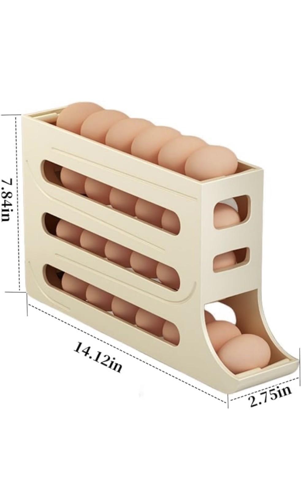 4-Tier Roll down Refrigerator Egg Dispenser Auto Rolling Egg Holder Storage Rack