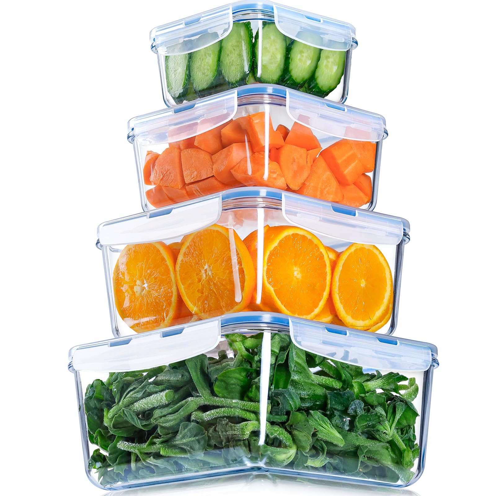 112/68/34/17oz Square Large Glass Food Storage Containers with Airtight Lids,…