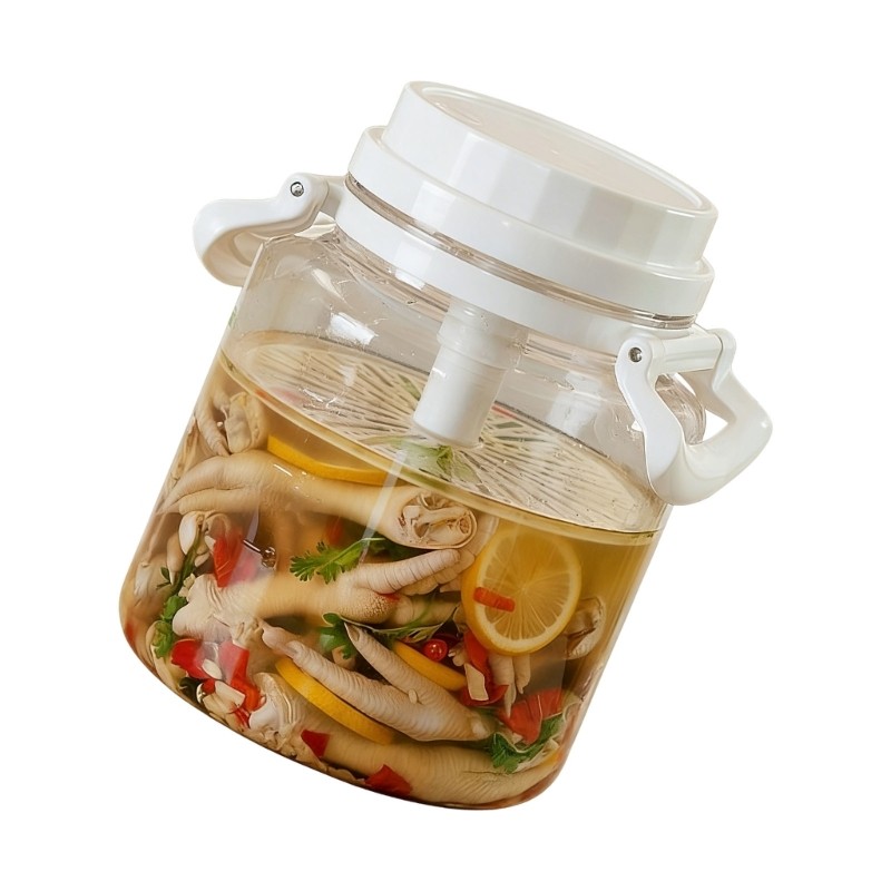 Transparent Pickle Jar With Detachable Press And Handle Fermentation Container