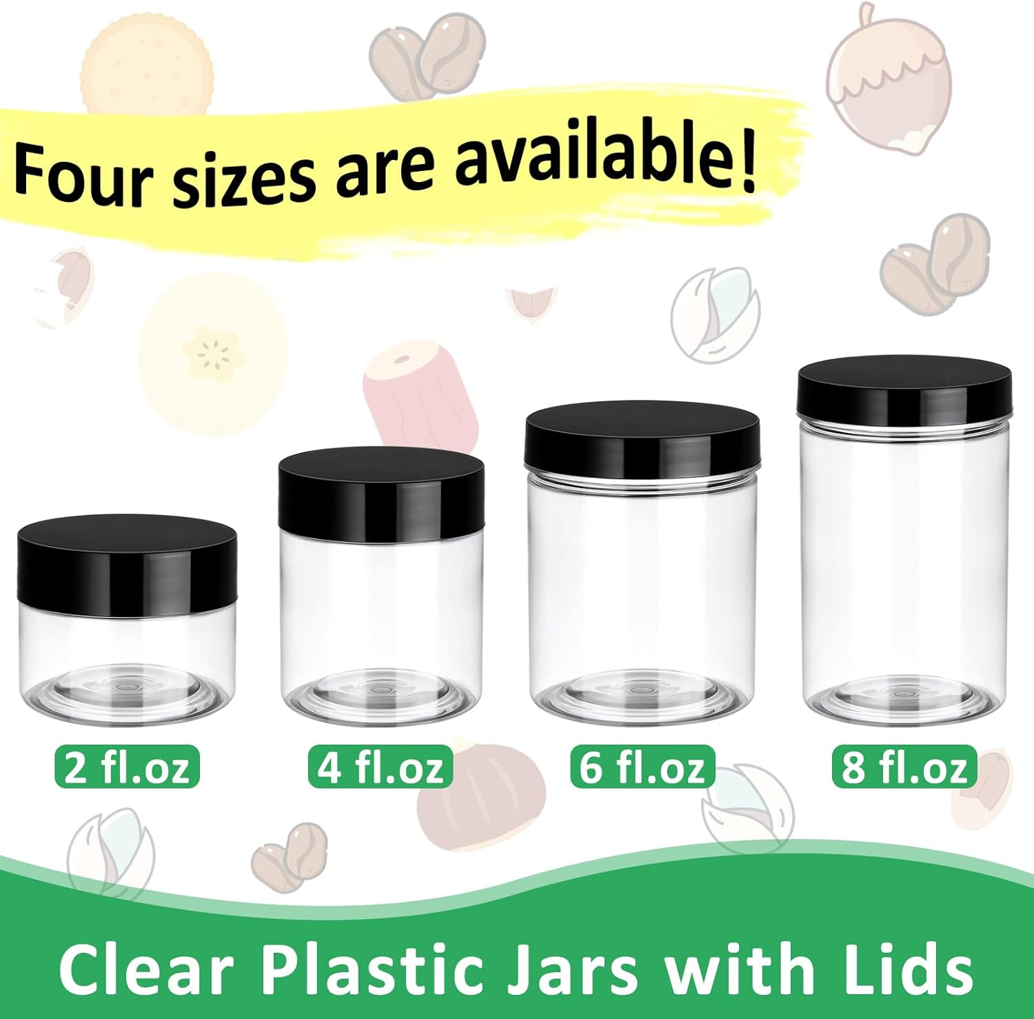 48 Pack Plastic Jars with Lids 2 OZ – Empty Clear Cosmetics Containers with Pen