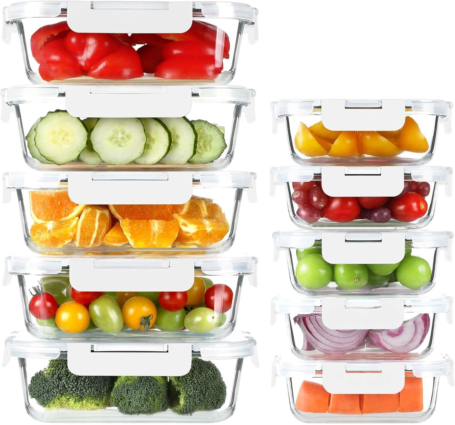 10 Pack Glass Meal Prep Containers, Glass Food Storage Containers with Lids, Air