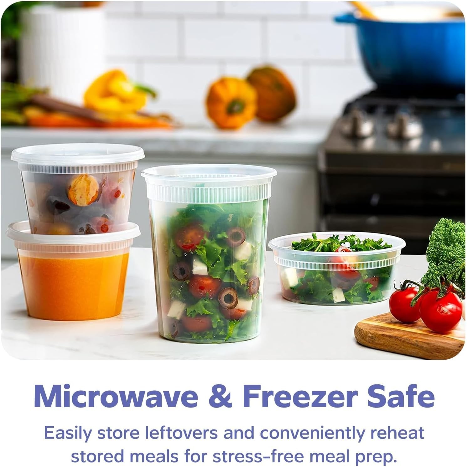 Food Containers with Lids Set 48 Pack 8 16 32 oz Meal Prep Storage Bpa Free