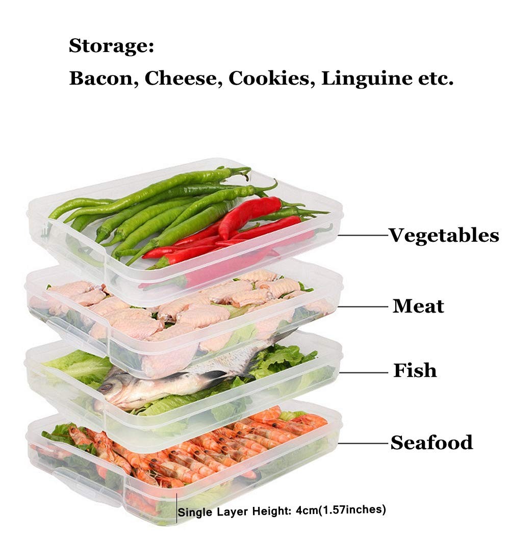 TIAN CHEN Stackable Carrier Snack Cookie Meat Bacon M, Red 3 Layer