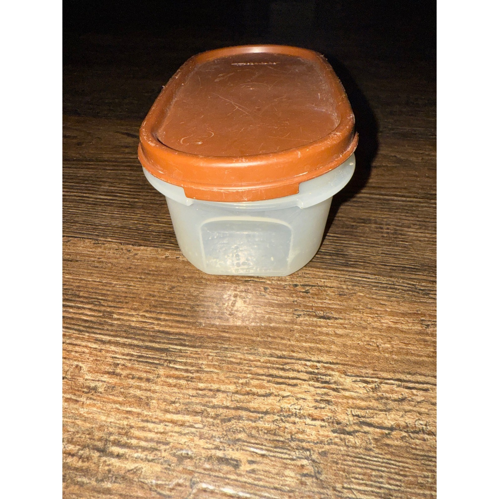 Tupperware Container Brown Lid Clear Base 2 Cup 500ml Oval Food Storage Vintage