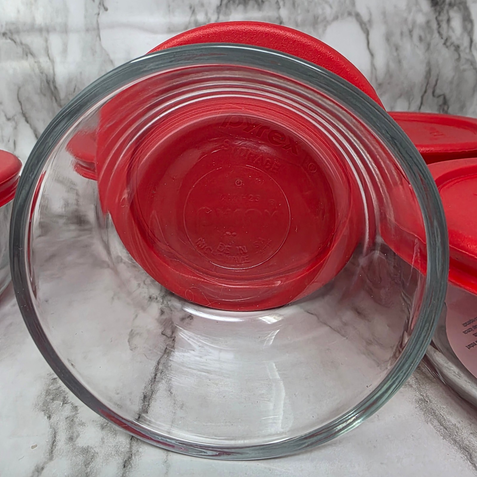 Lot of 6 Pyrex Simply Store 1 Cup Glass Food Storage Container Bowls Red Lid