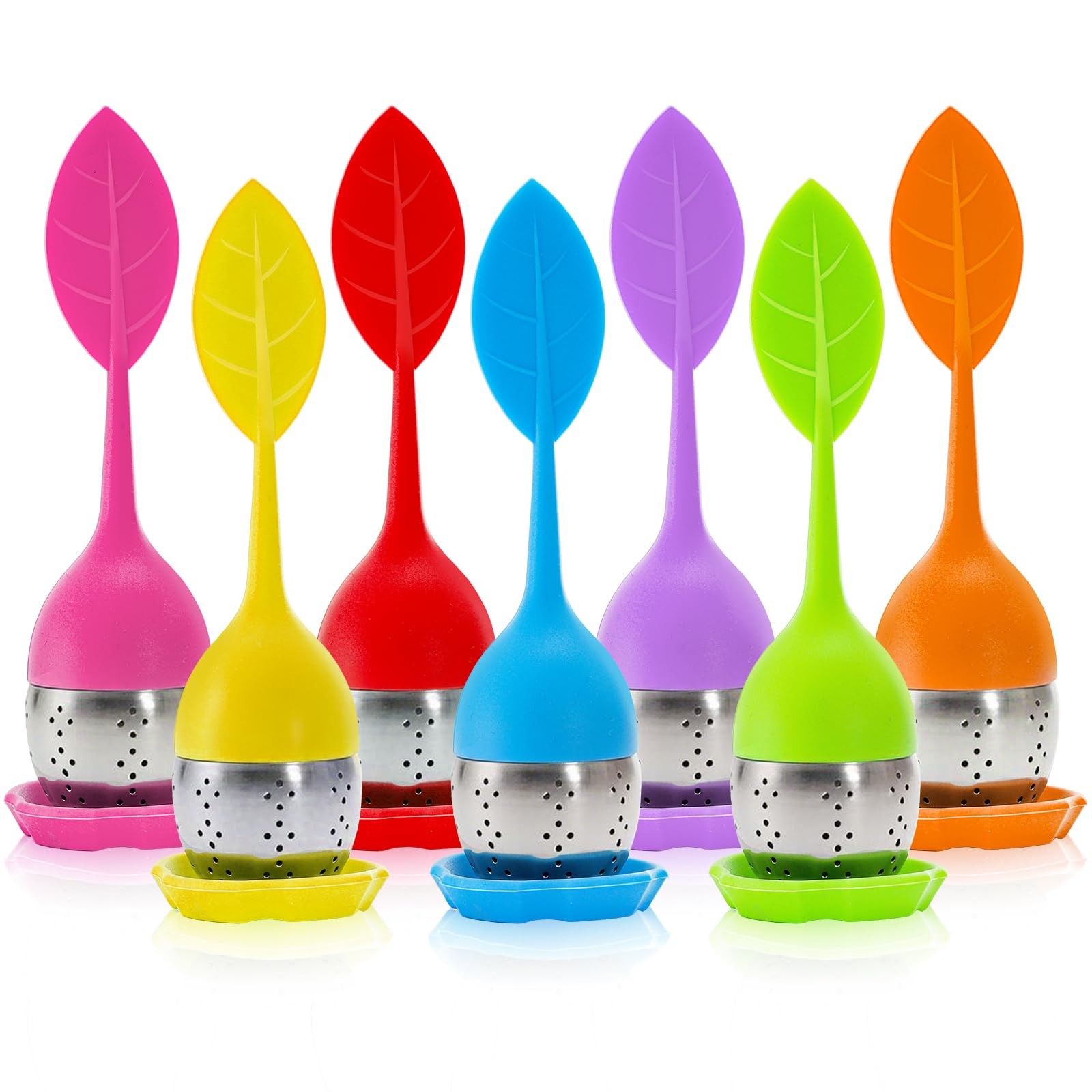 Bekith 7 Pack Silicone Tea Infuser, pink blue red yellow purple green orange