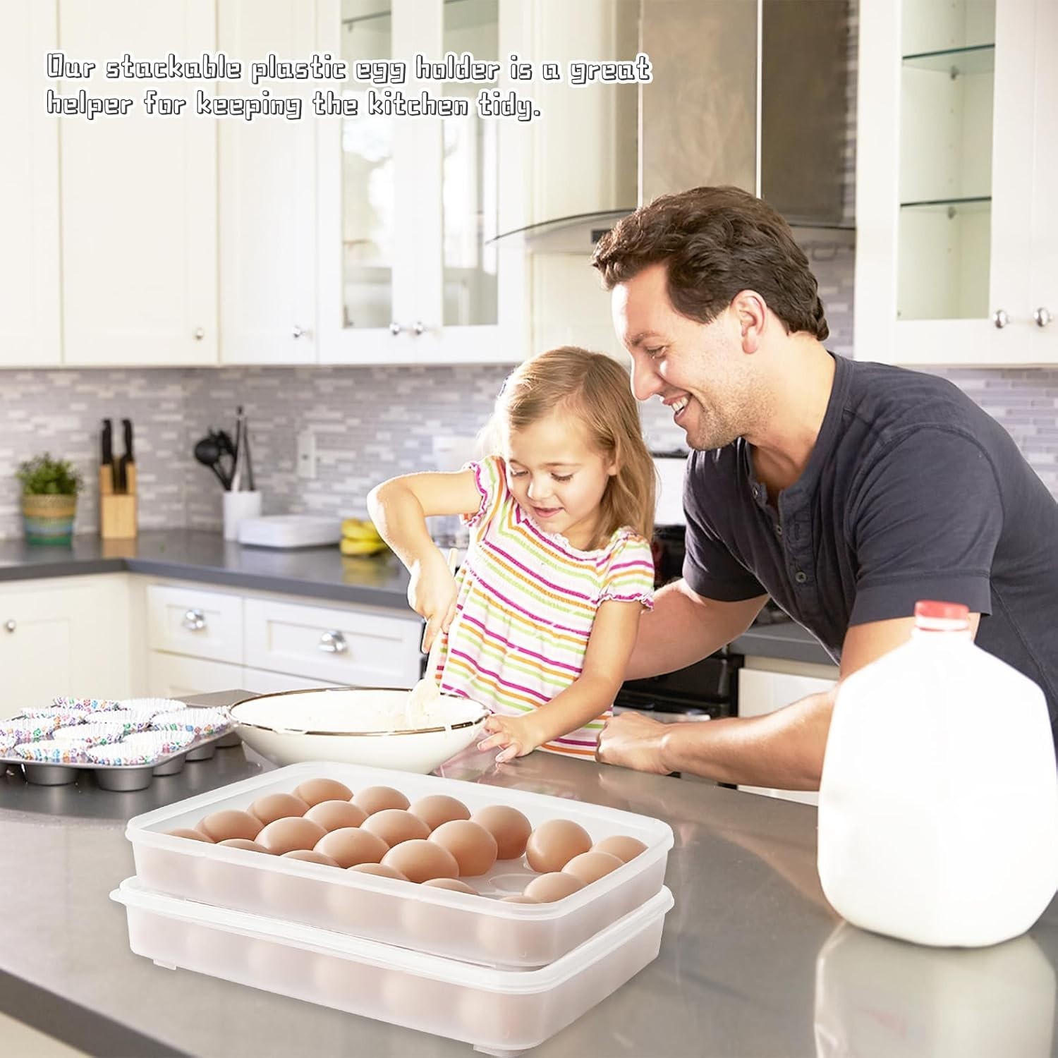 Deviled Egg Containers with Lid, Set of 2,Stackable Plastic Egg Holder for 48…