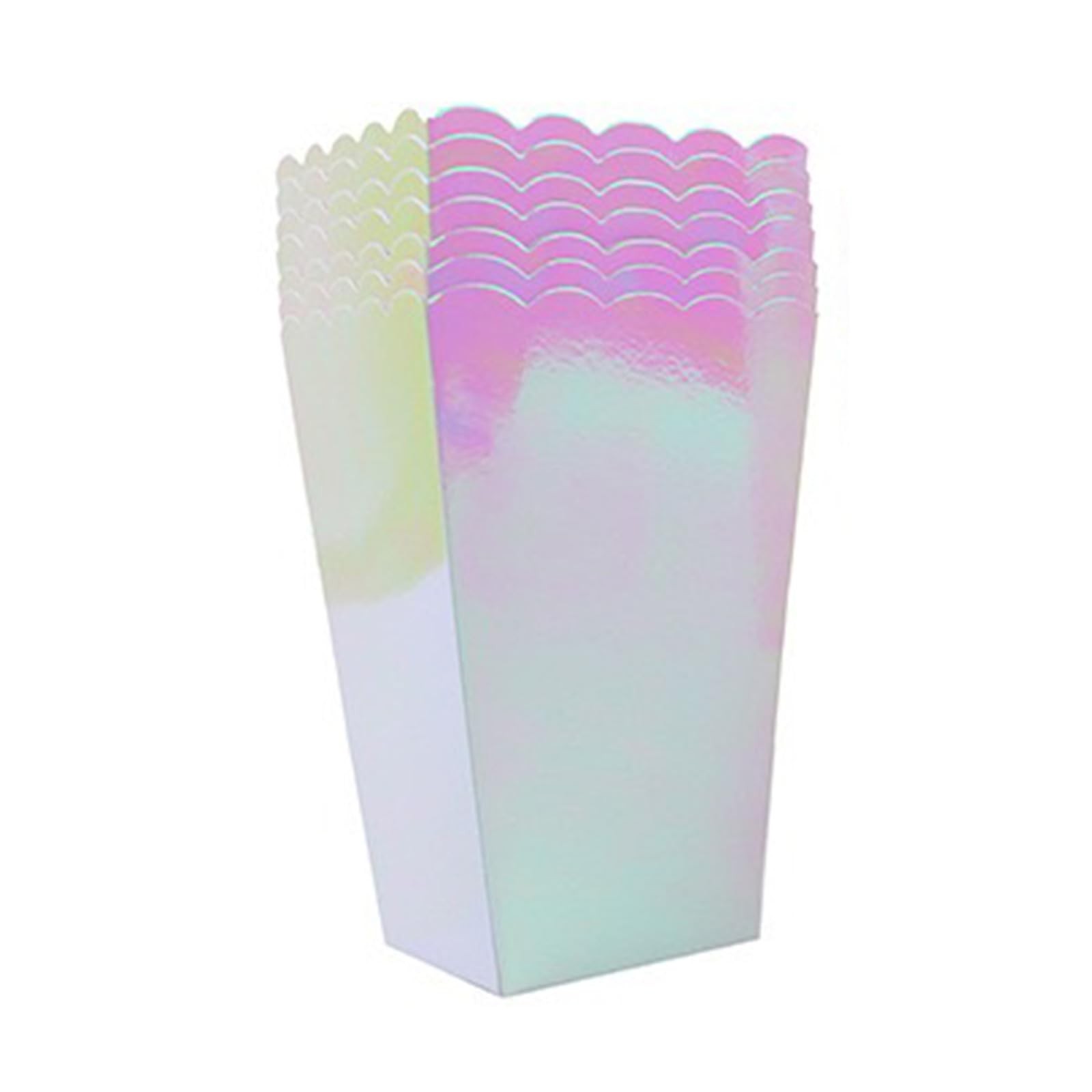Pink Iridescent Disposable Popcorn Boxes 6.3 Inches Tall Holographic Party De…