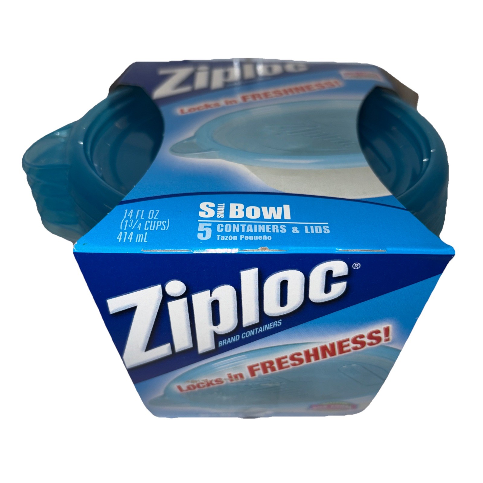 Ziploc 5 Count Lock 14 oz Snap & Seal 2008 Freezer Microwave Dishwasher Safe
