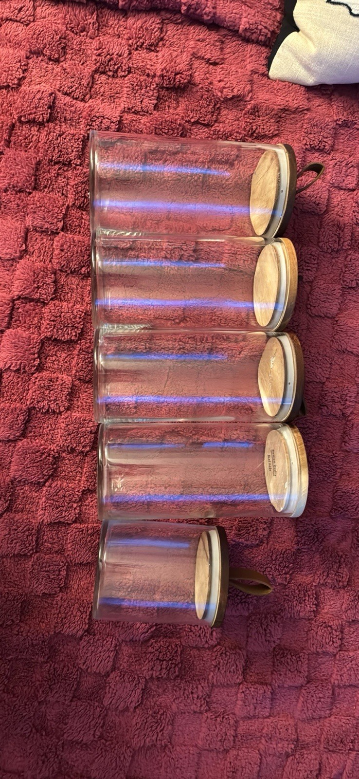 5-Pc Vintage Glass Food Storage Jars – Airtight Wooden Lids & Elegant Design