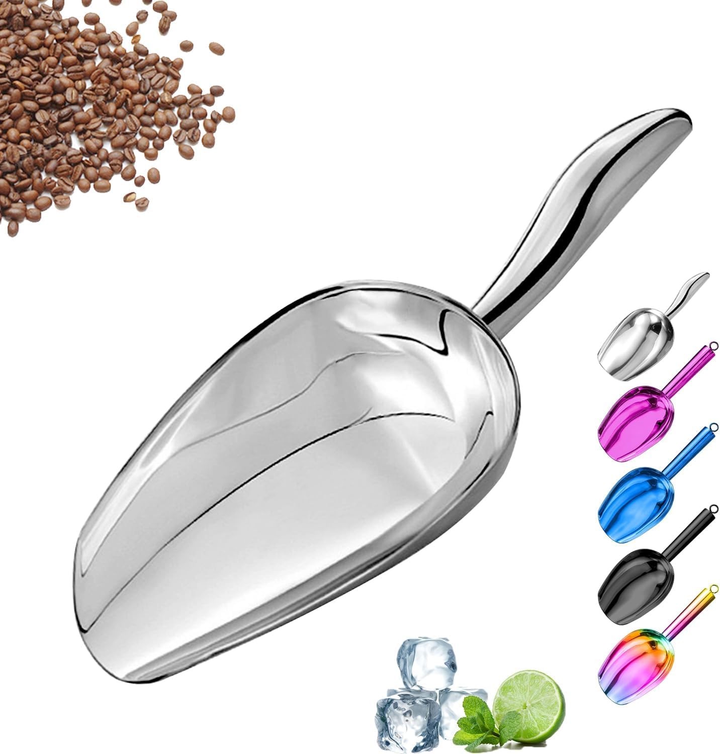 3 OZ Metal Ice Scoop Stainless Steel Small Scooper For Freezer Dog Food