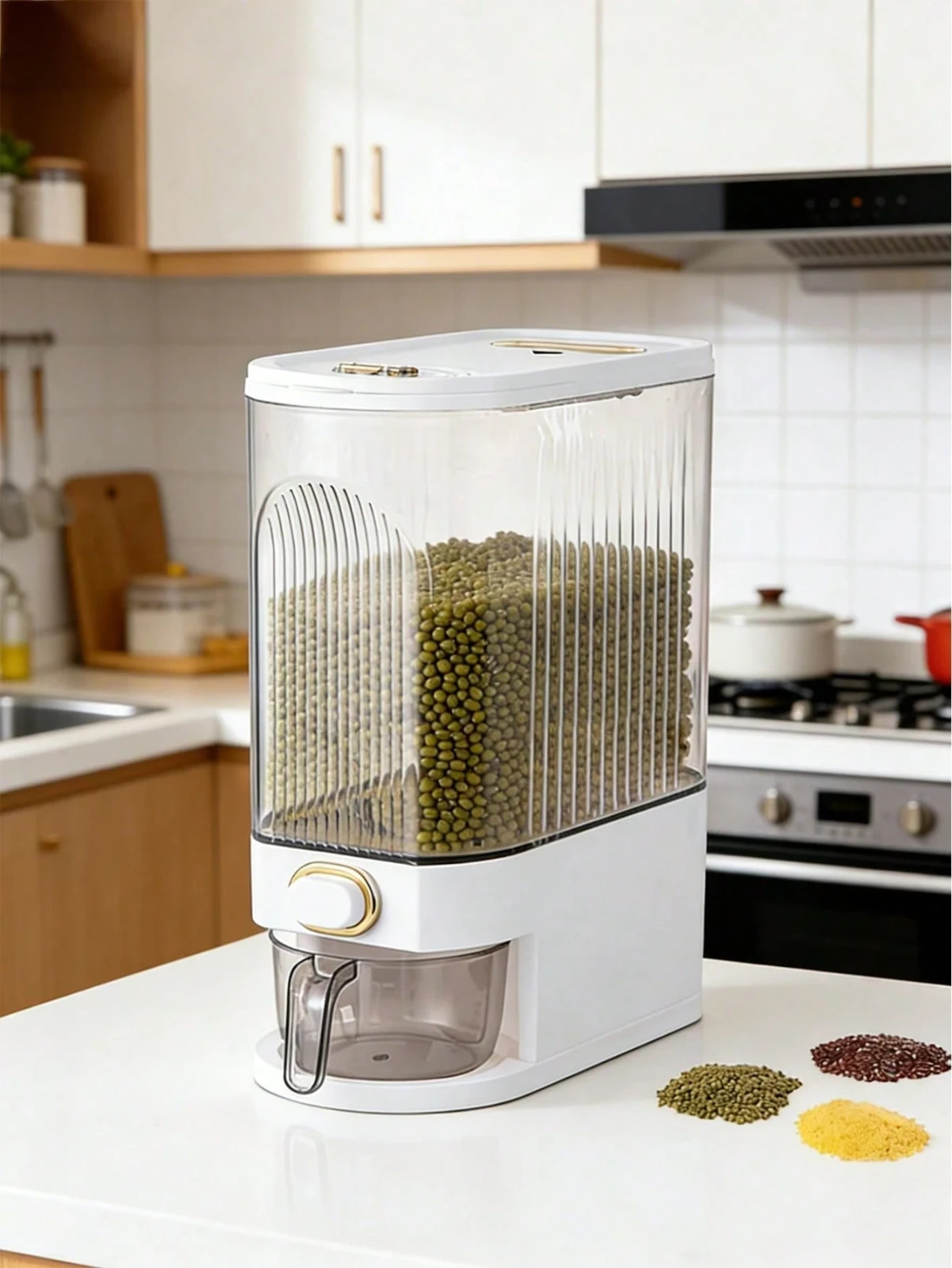 New Rice Dispenser Lid & Measuring Cup Moisture-Proof Kitchen Storage
