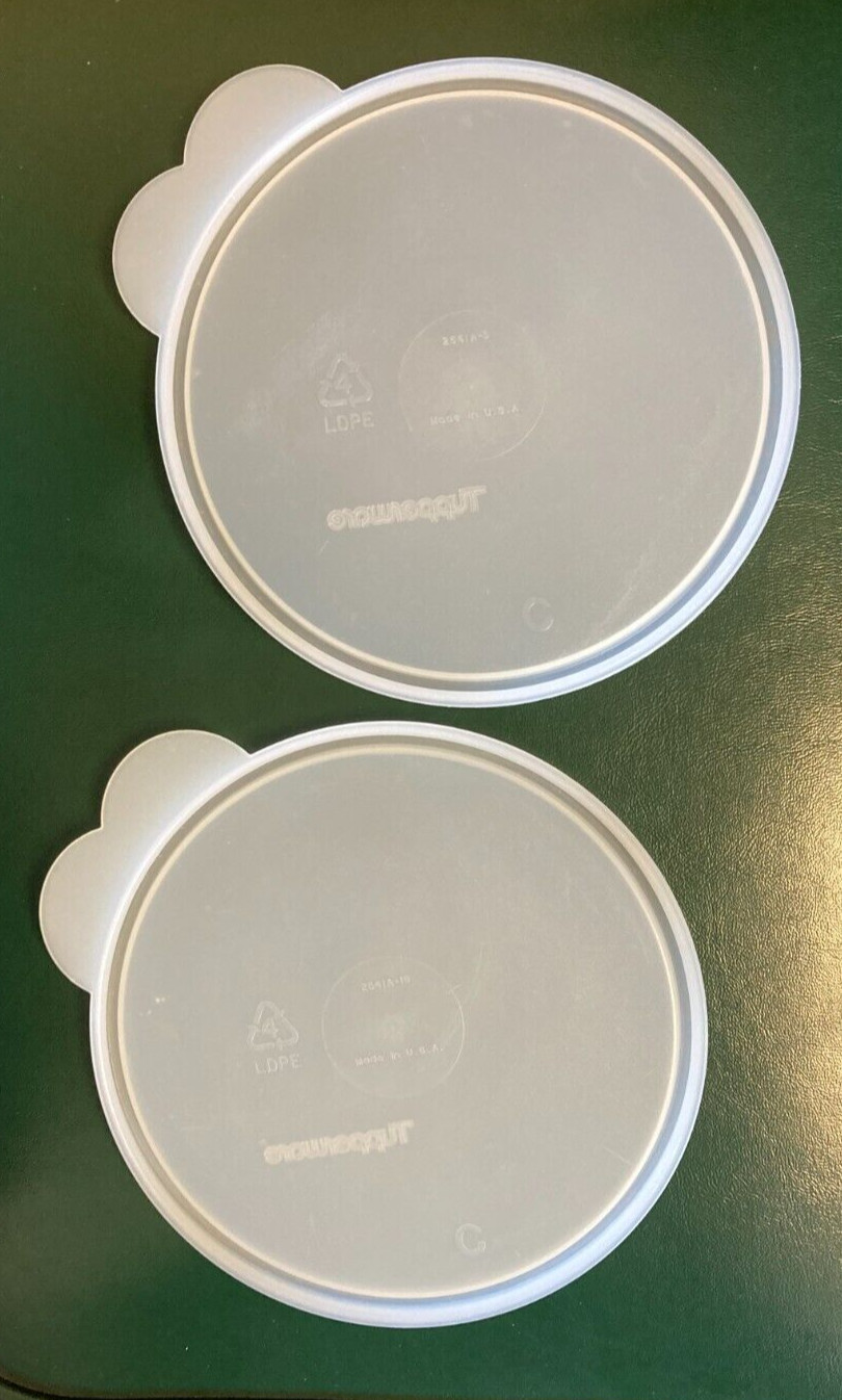 2 Tupperware Butterfly Tab Lids 6.25″ Diameter #2541A Clear Seal 4 Replacements