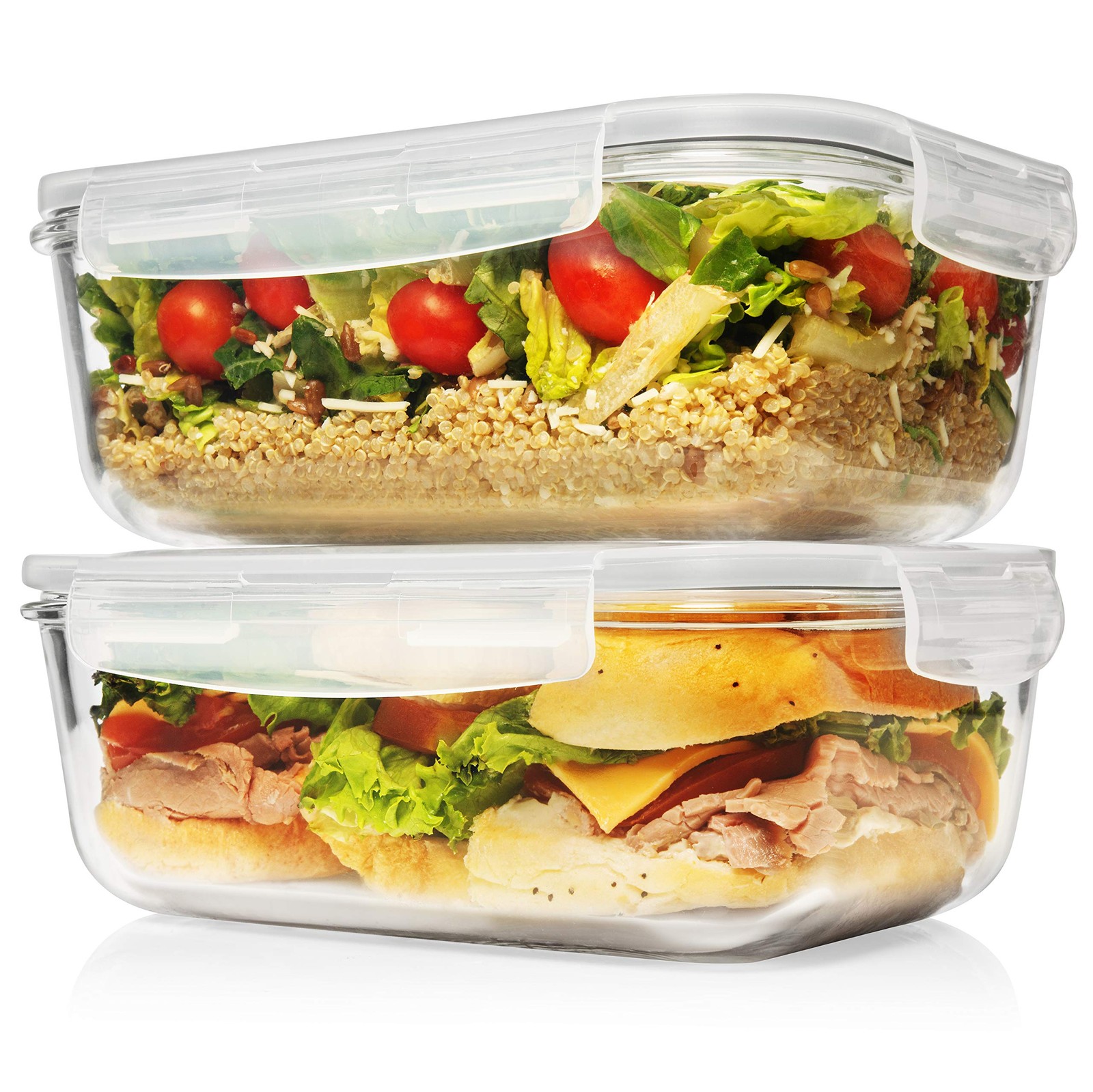 8 Cups/ 63 Oz 4 Piece 2 containers + 2 Lids Large Glass Food Storage/ Baking …