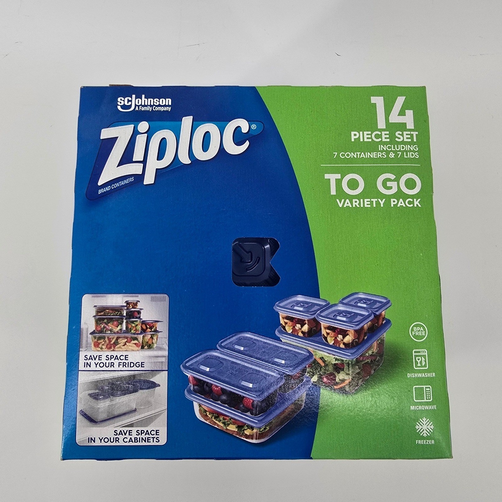 Ziploc Food Storage Containers Blue 14 Piece To Go Variety Pack Set