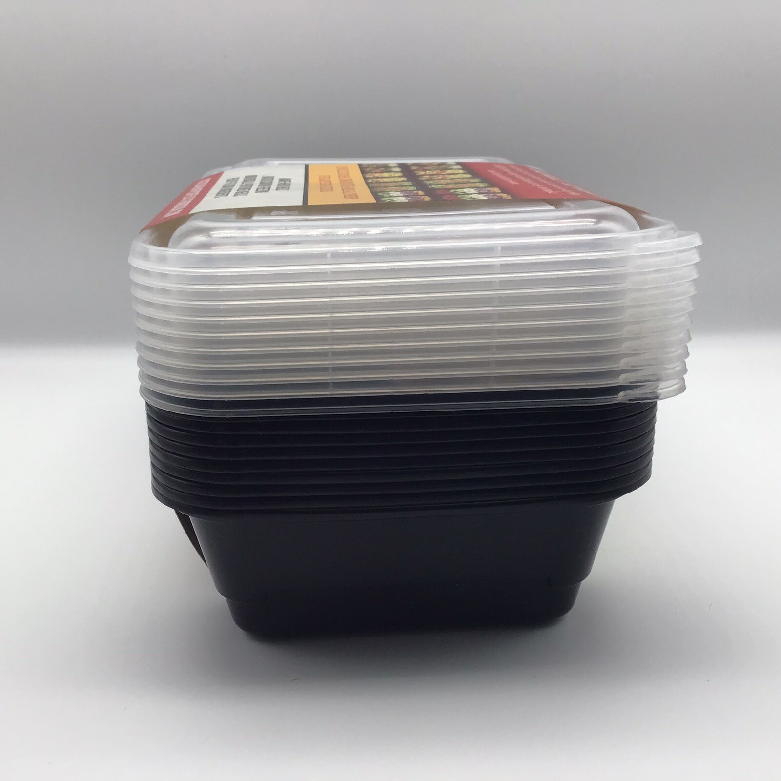 GoodCook 1 Compartment Black Meal Prep Containers & Clear Lids 10 Pack