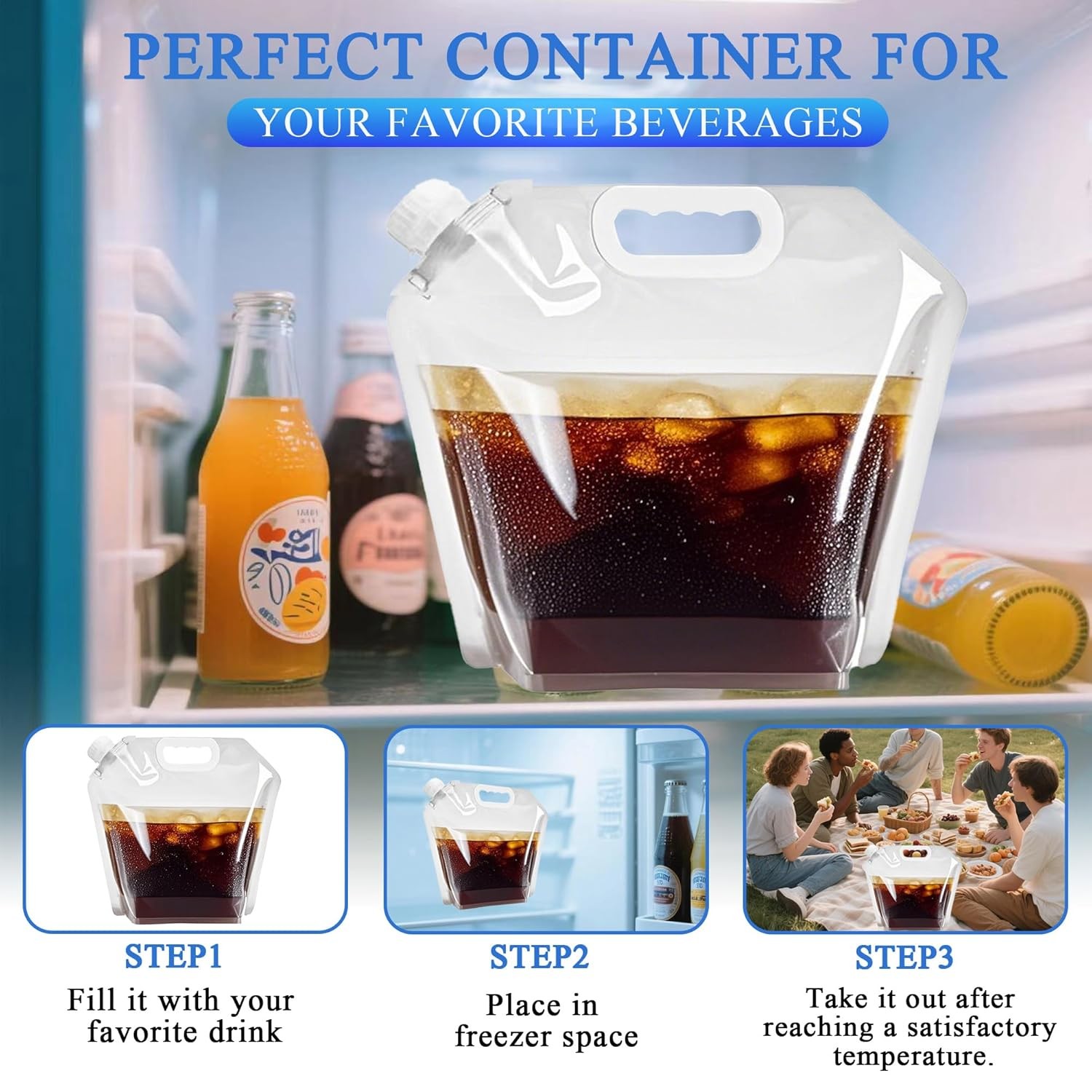4 Pack Collapsible Water Jugs, 1.3/2.6 Gallon – BPA Free Clear Plastic Water Bag