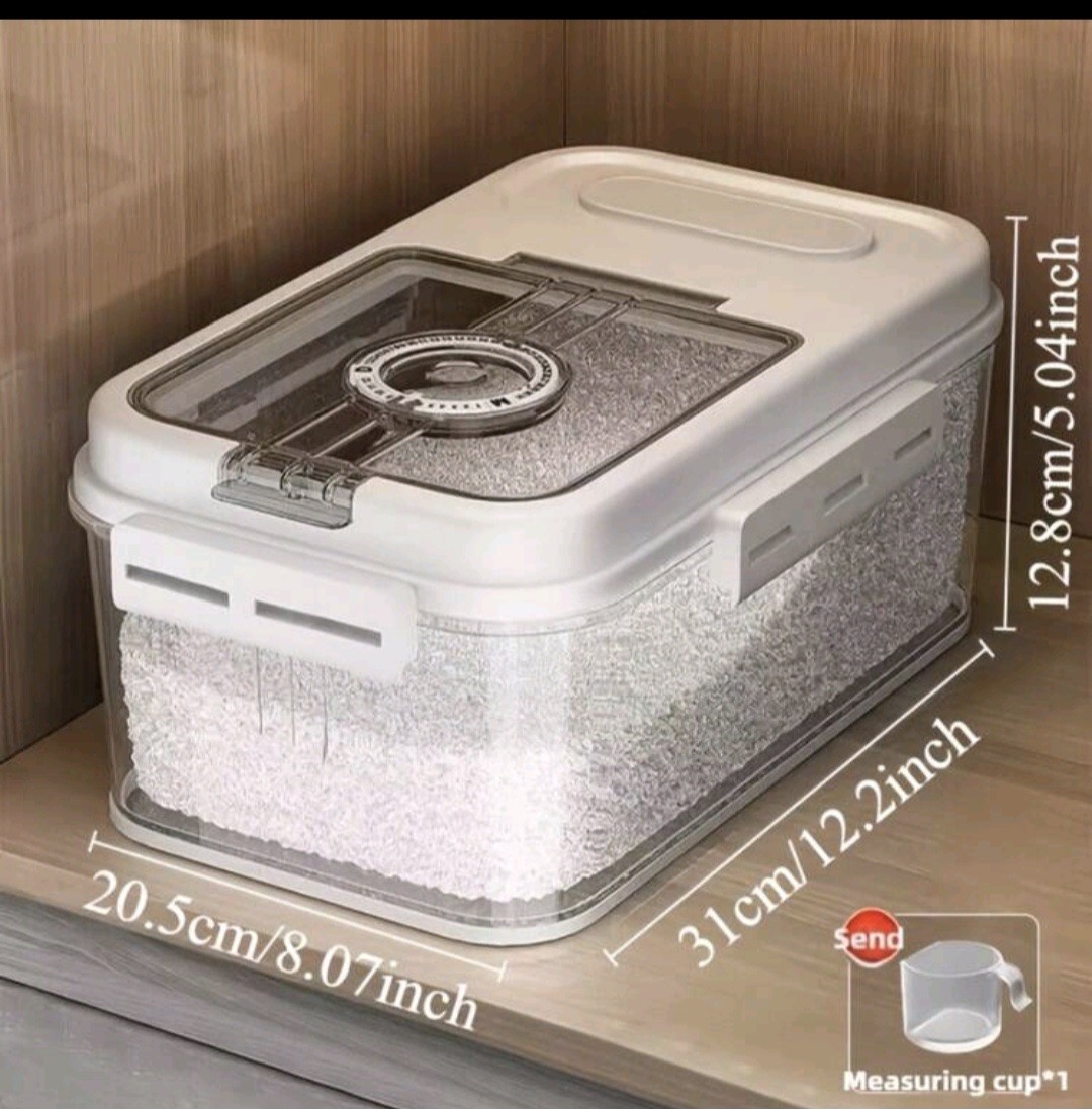 Large 10.8L Airtight Rice Dispenser Food Storage Container Bin Measuring Cup